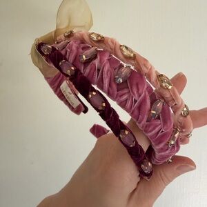 Anthropologie Violet and Brooks Set of Three Velvet
Crystal Headbands in pink